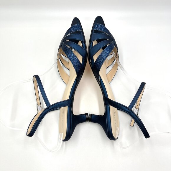 Touch Ups Womens Size 8 Jane Sparkly Blue Kitten Low Heels Dress‎ Sandals Shoes - Picture 7 of 12